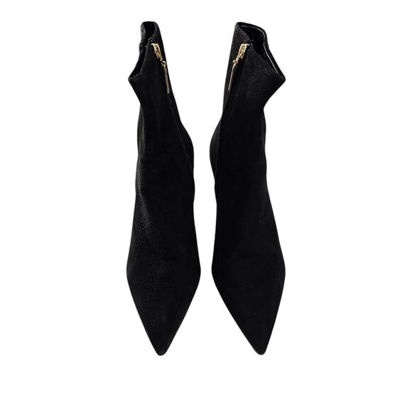 Larroude Mini Kate Suede Heel Boot Size 8.5 Ankle Zip Bootie Black - Picture 2 of 10